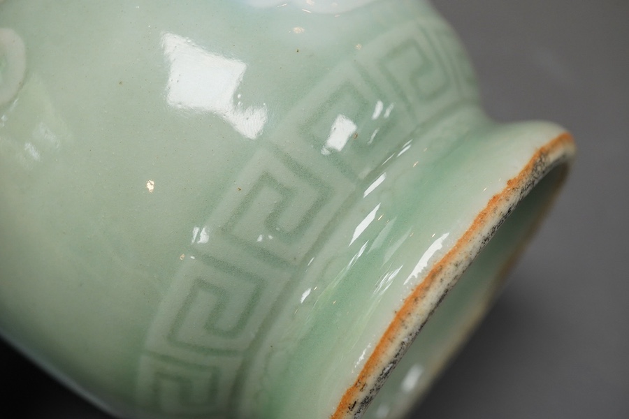 A Chinese celadon glazed landscape vase, 19th century